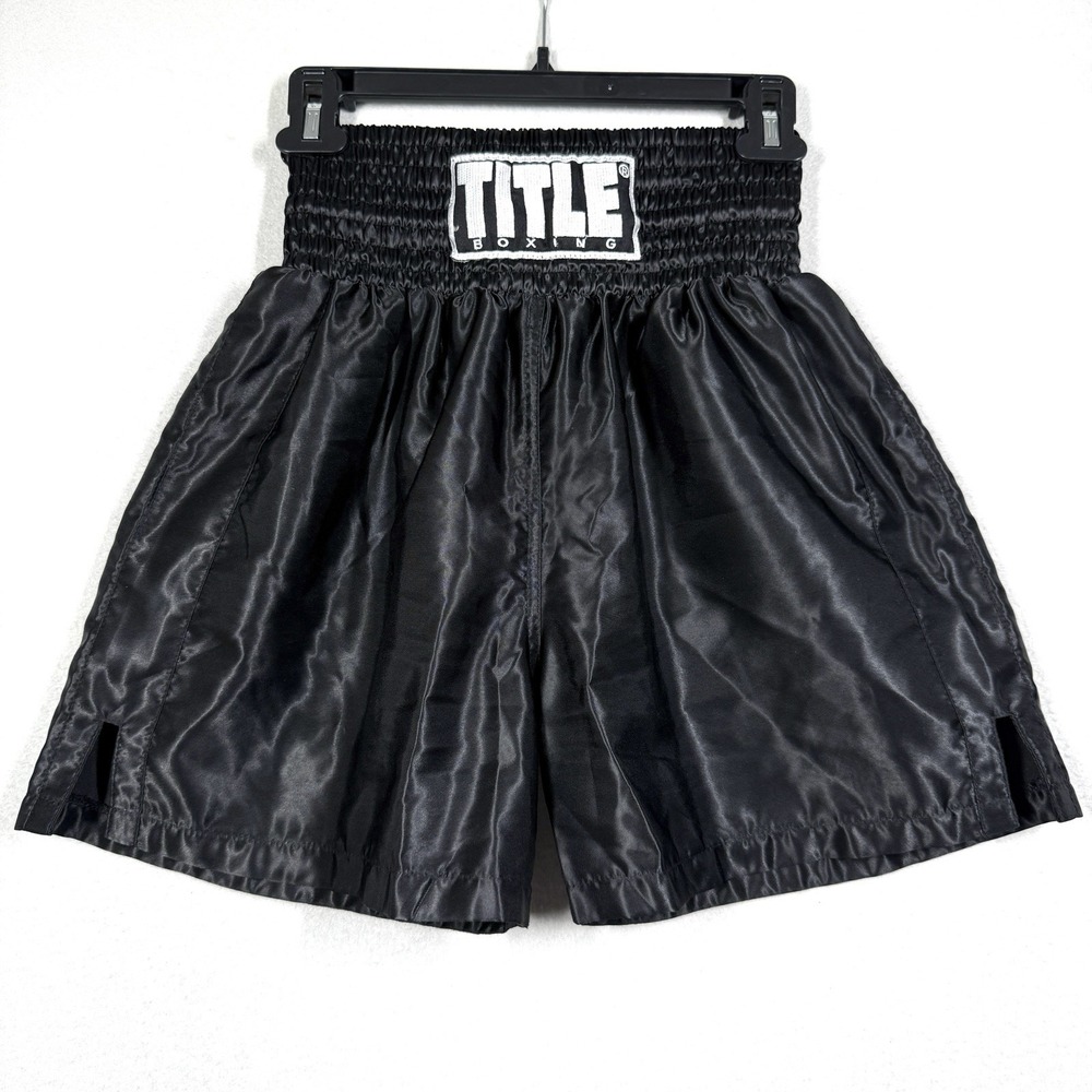 Title Boxing Trunks Shorts Size Small Shiny Glanz Dazzle Retro Black Smocked MMA